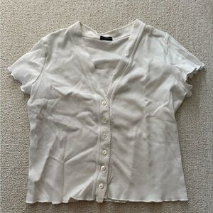 Brandy Melville Cream Button-Down Shirt